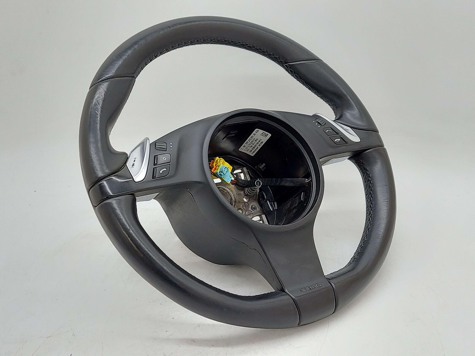 11-16 PORSCHE CAYENNE 958 92A STEERING WHEEL HEATED BLACK LEATHER 7PP419091AE