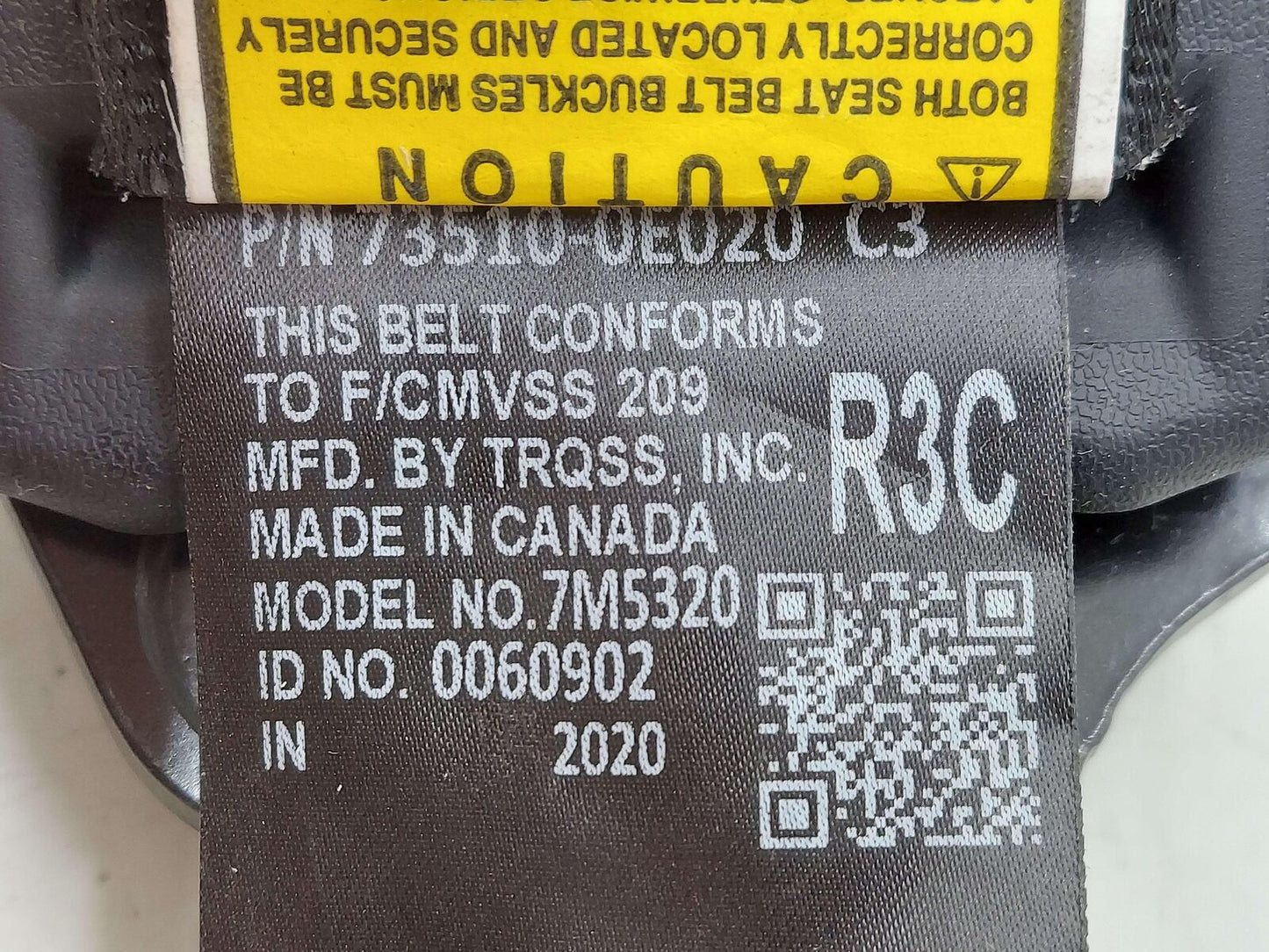 2020 TOYOTA HIGHLANDER REAR SEAT BELT RETRACTOR CENTER BLACK EB20 73510-0E020