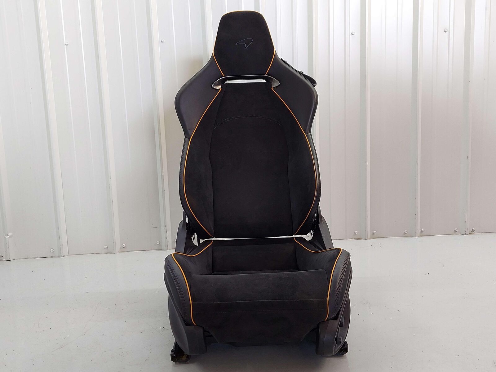 2023 Mclaren Artura Front LH Left Seat Black Alcantara Leather W/ Orange Piping