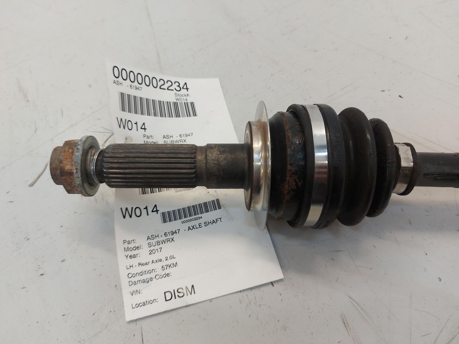 15-21 SUBARU WRX REAR LH LEFT AXLE SHAFT 2.0L