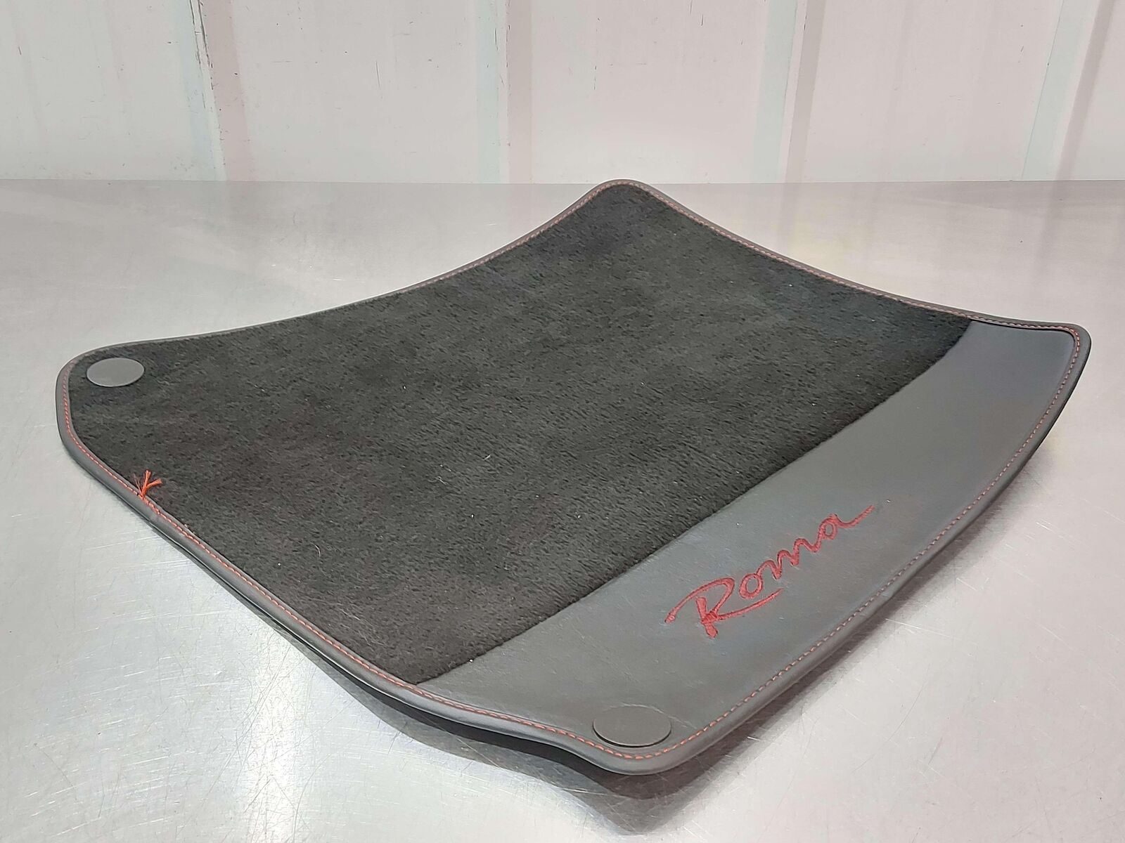 21 FERRARI ROMA F169 FRONT RH RIGHT FLOOR MAT BLACK LEATHER RED STITCHING *NOTES