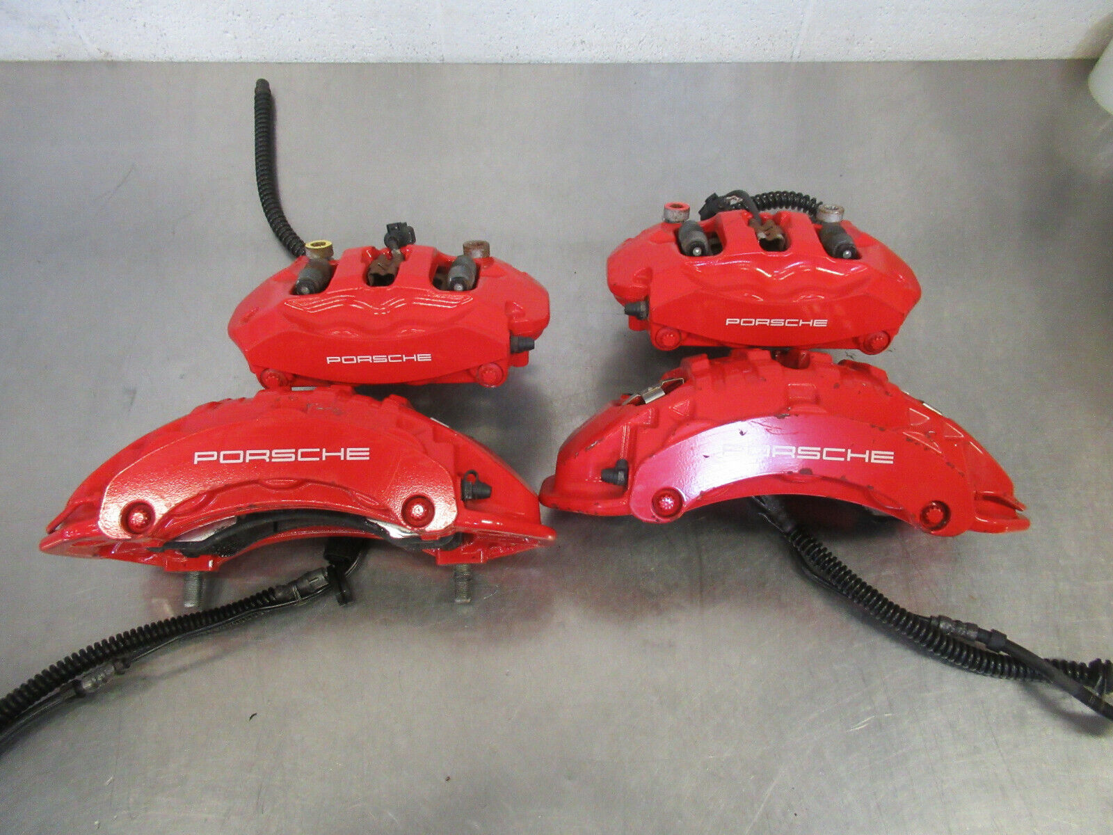 2014 PORSCHE CAYENNE GTS OEM BREMBO BRAKE PACKAGE RED CALIPER SET WITH ROTORS