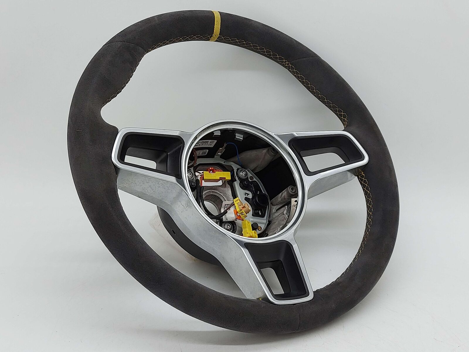 16 PORSCHE CAYMAN GT4 981 STEERING WHEEL ALCANTARA W/ YELLOW STITCHING