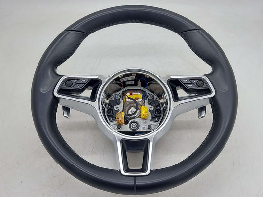 15-22 PORSCHE MACAN S 95B STEERING WHEEL HEATED TIPTRONIC BLACK LEATHER