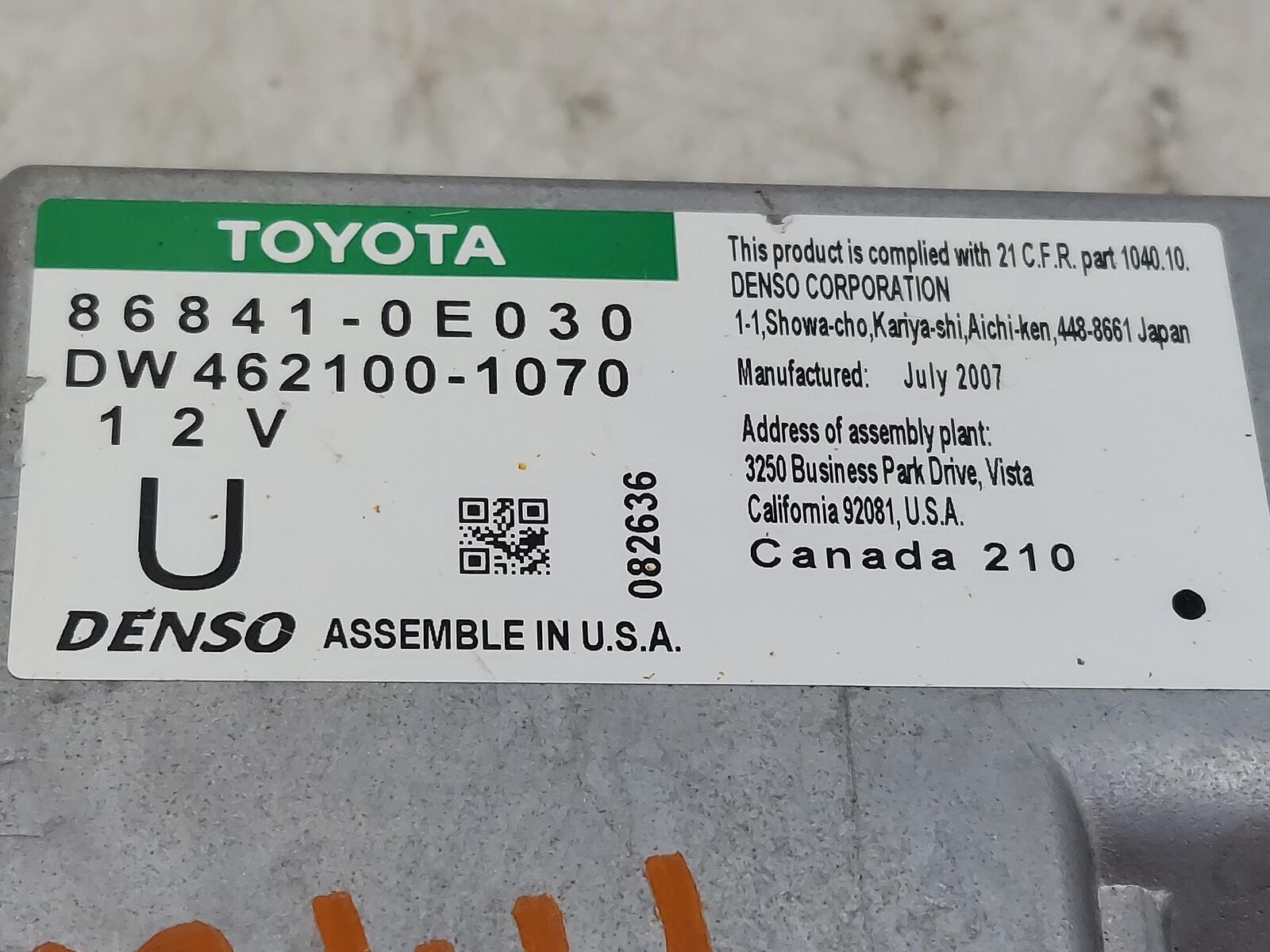 08 09 LEXUS RX350 INFORMATION DVD DRIVE SLOT 86841-0E030