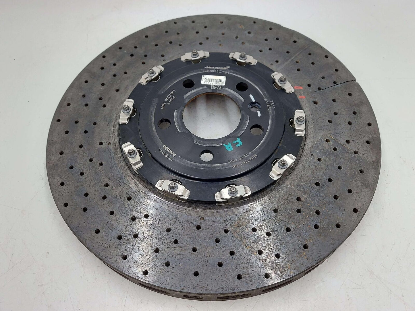 18 Mclaren 720s Front RH Right Brake Rotor 14C0033CP 19K KMS *Crack Parts Only*