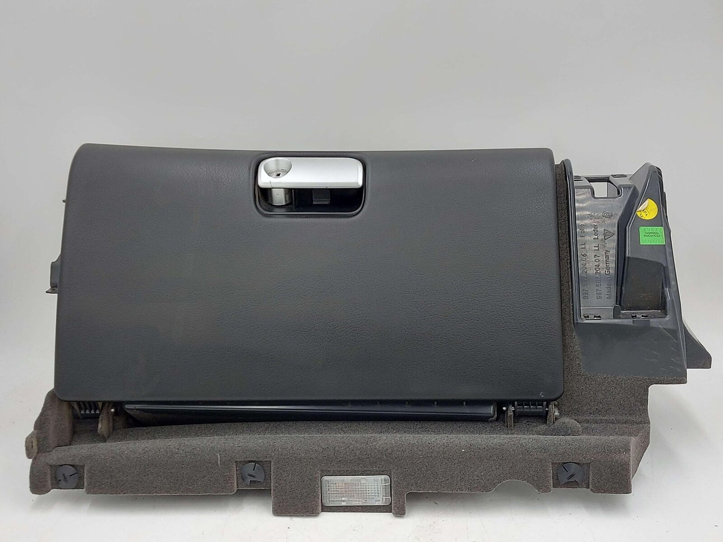 08-13 PORSCHE 911 997 DASH GLOVE BOX BLACK LEATHER 99755244402 *SCRATCHED*