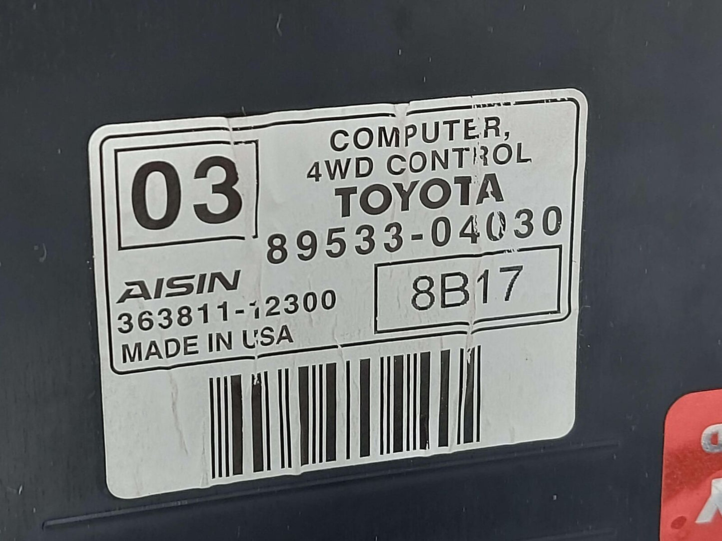 16-19 TOYOTA TACOMA 4WD TRANSFER CASE CONTROL MODULE 89533-04030