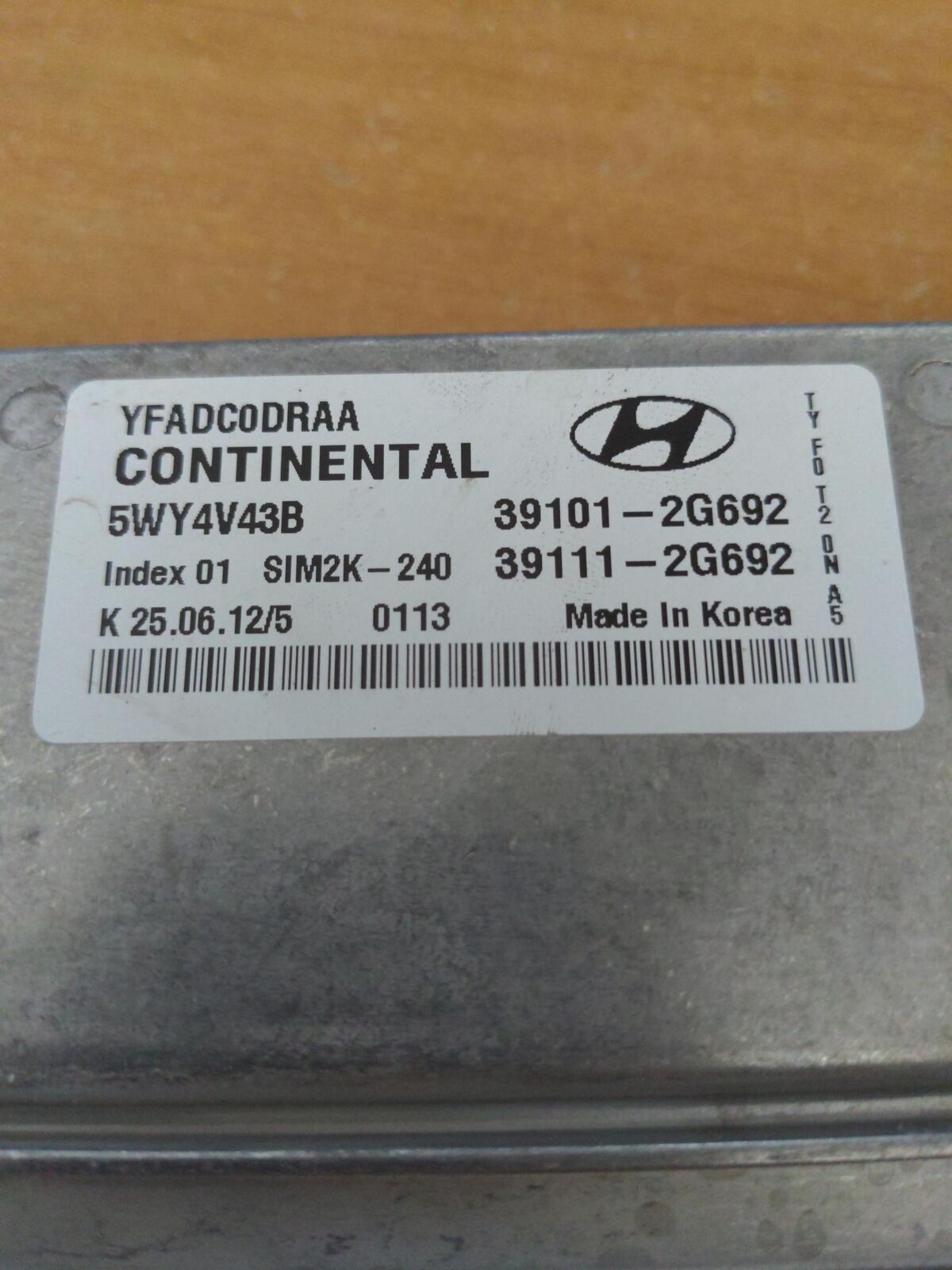 11 12 13 14 HYUNDAI SONATA Engine Computer Module ECM ECU 39101-2g692 23k KM'S!