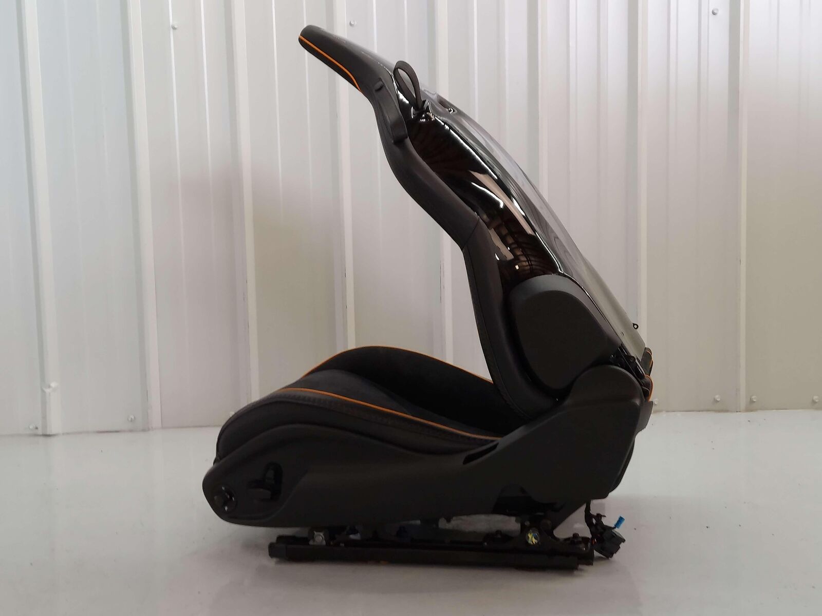 2023 Mclaren Artura Front LH Left Seat Black Alcantara Leather W/ Orange Piping