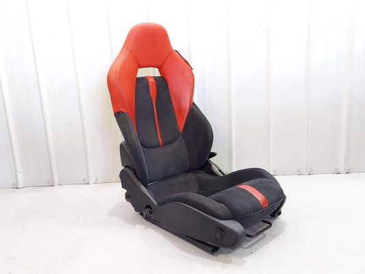 2016 MCLAREN 540C FRONT LEFT SEAT MANUAL BLACK ALCANTARA & RED LEATHER *NOTE