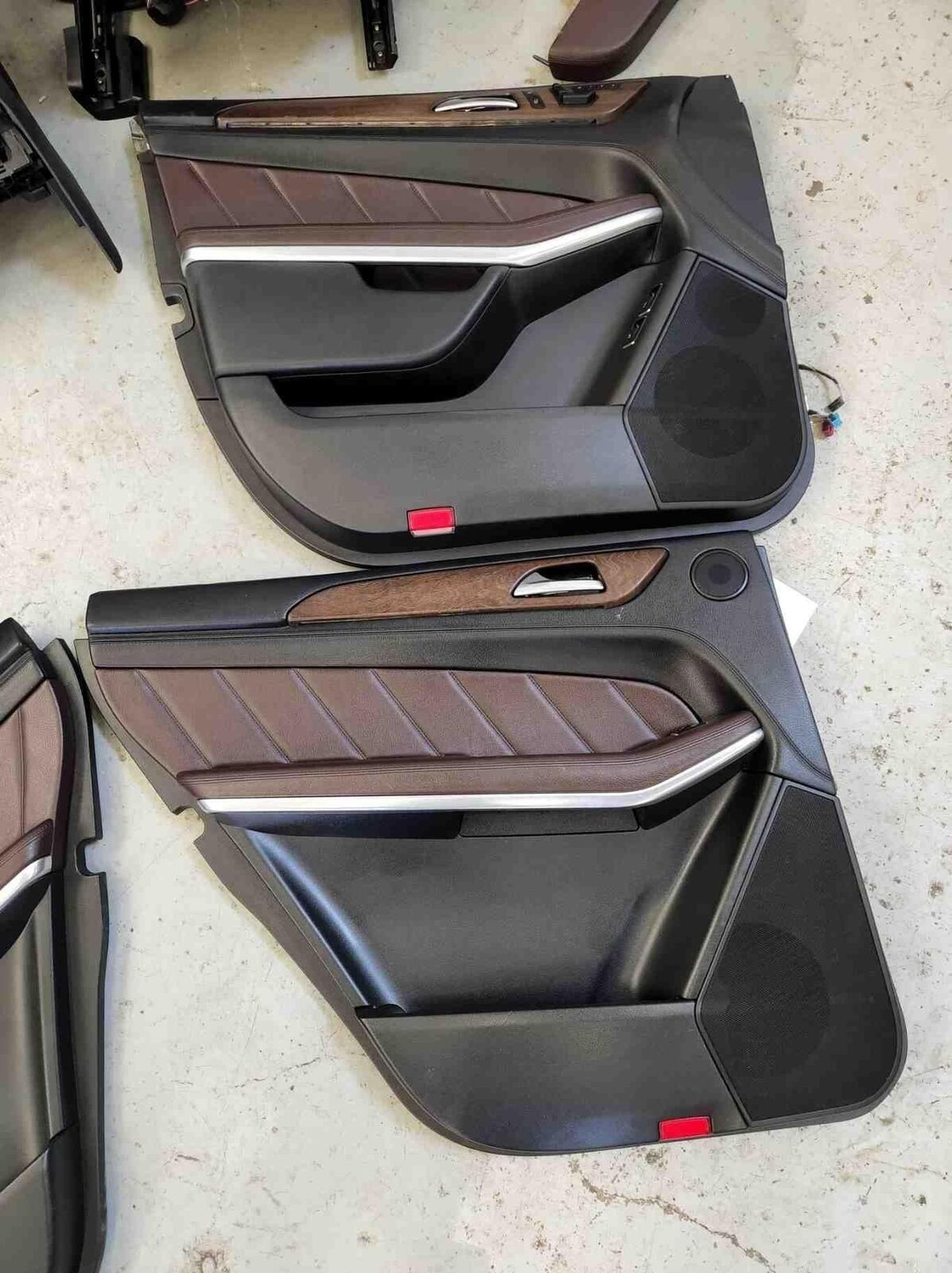 12-16 MERCEDES GL550 X166 BROWN LEATHER INTERIOR SEAT SET DOOR PANELS WOOD TRIM