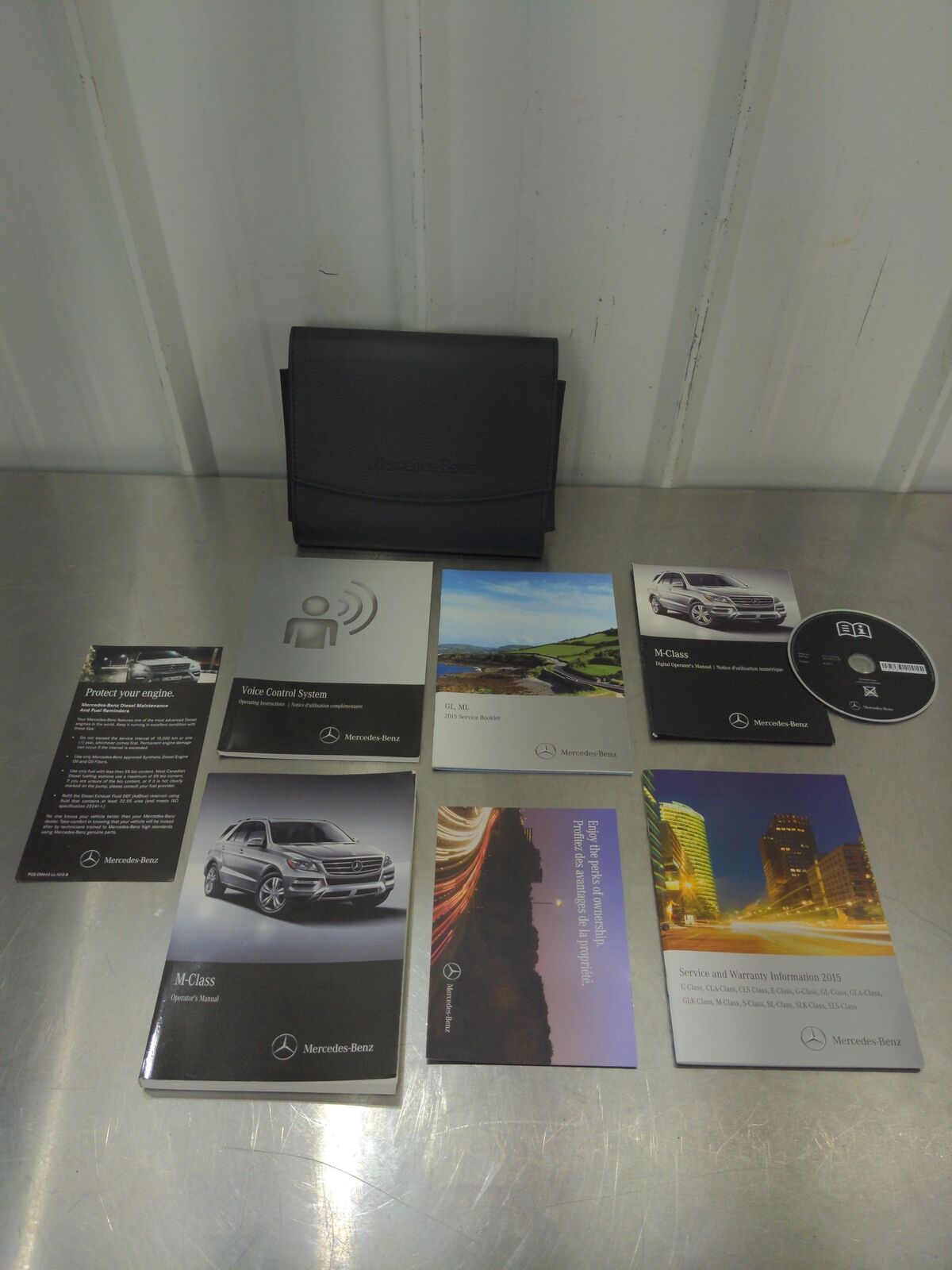 2015 MERCEDES ML350 W166 Owners Operator's Manual Leather Case Pouch Set with CD