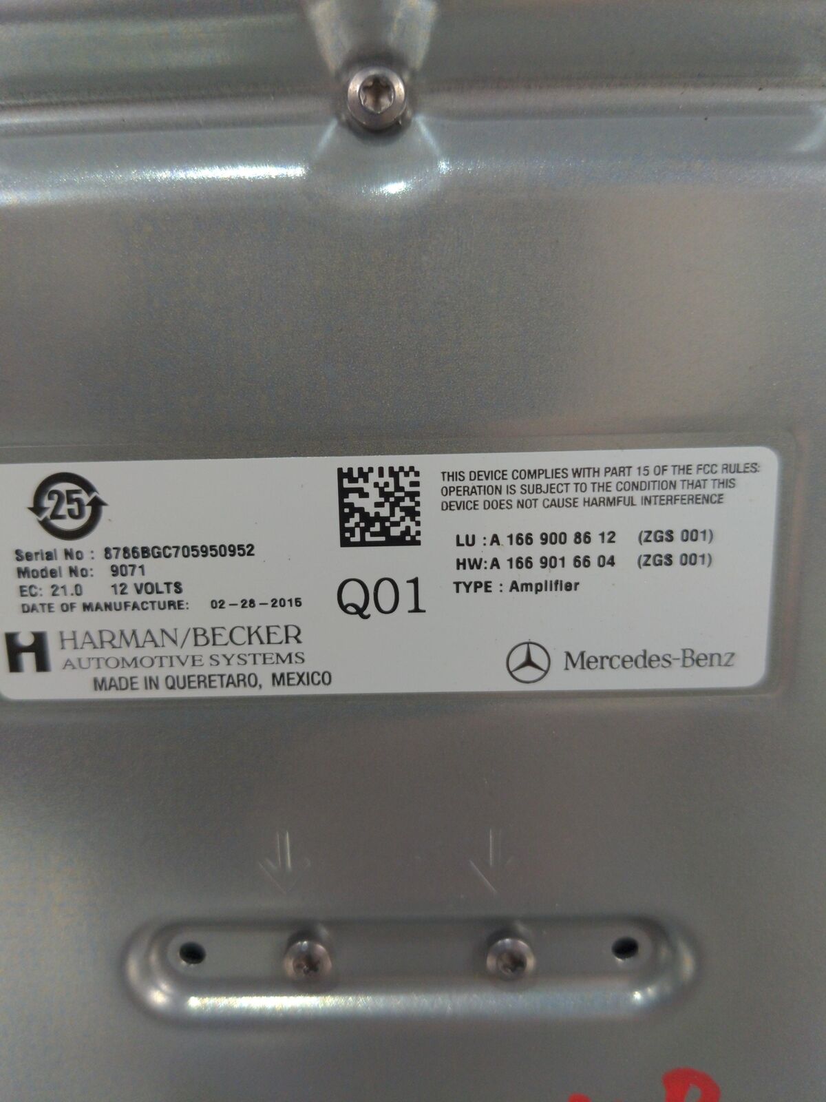 15 MERCEDES ML350 W166 Harman Becker Amplifier 1669008612