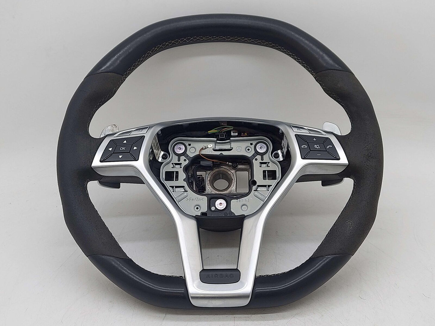 13-14 MERCEDES CLS63S W218 STEERING WHEEL ALCANTARA & LEATHER W/ PADDLE SHIFTERS