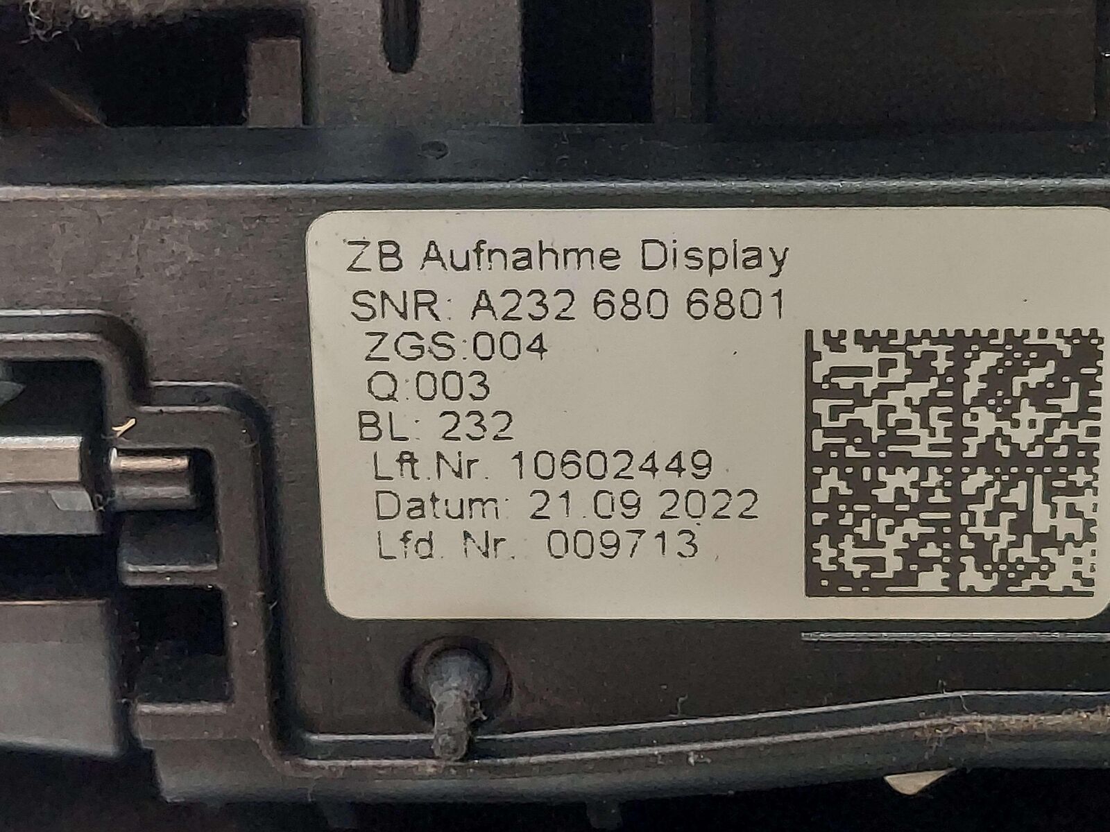 2022 MERCEDES AMG SL63 R232 MAIN INFORMATION DASH DISPLAY SCREEN *NOTE