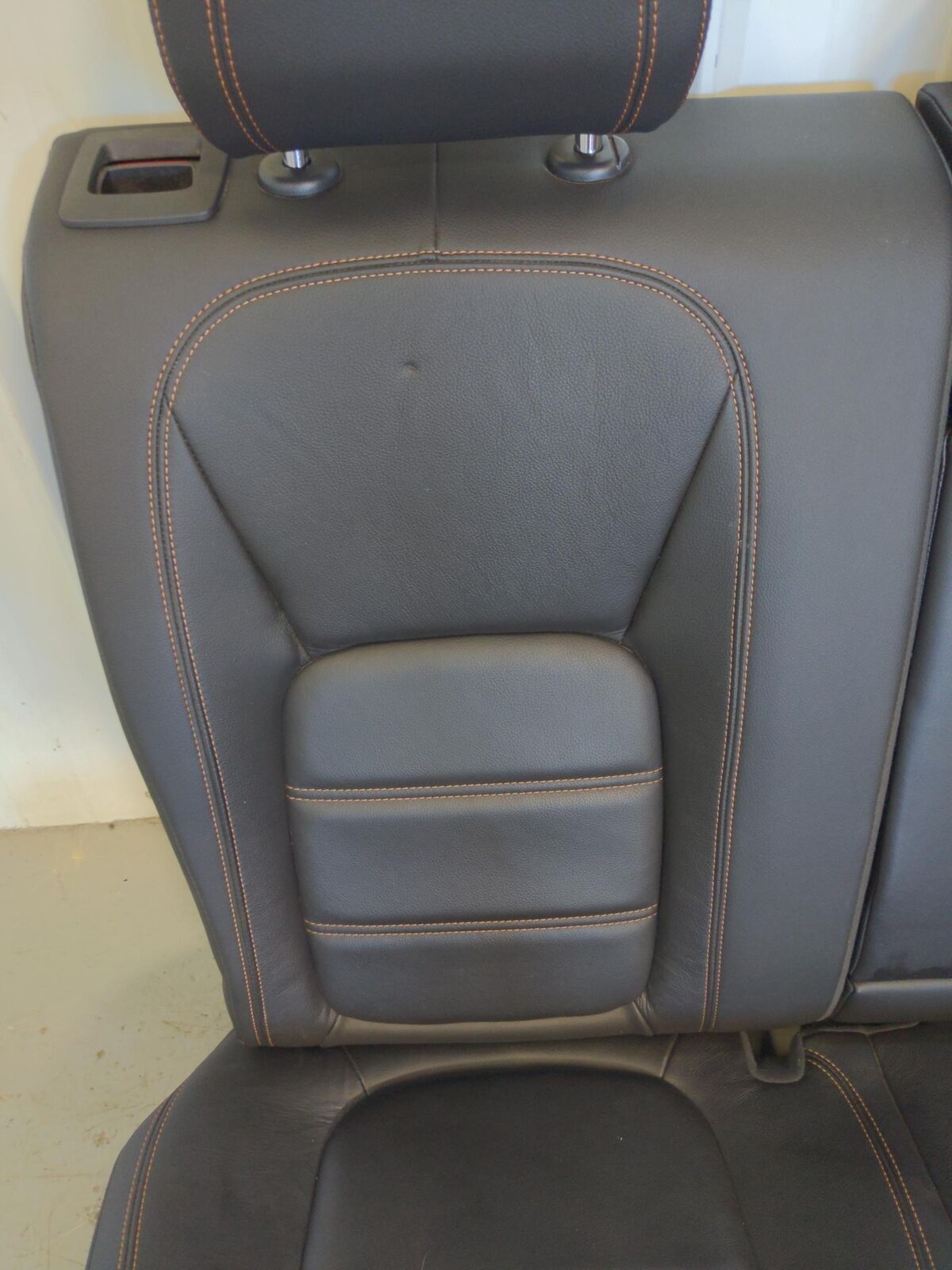 19 JAGUAR F-PACE Rear Seat SET Black Leather Tan Stitching With Armrest *NOTES*