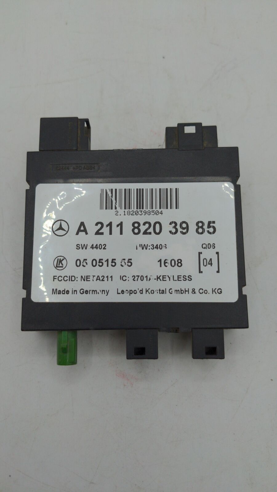 08 MERCEDES E550 2118203985 Keyless Go Entry Module