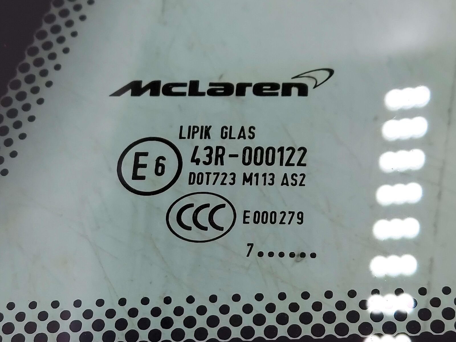 2018 Mclaren 570s LH Left Quarter Window Glass