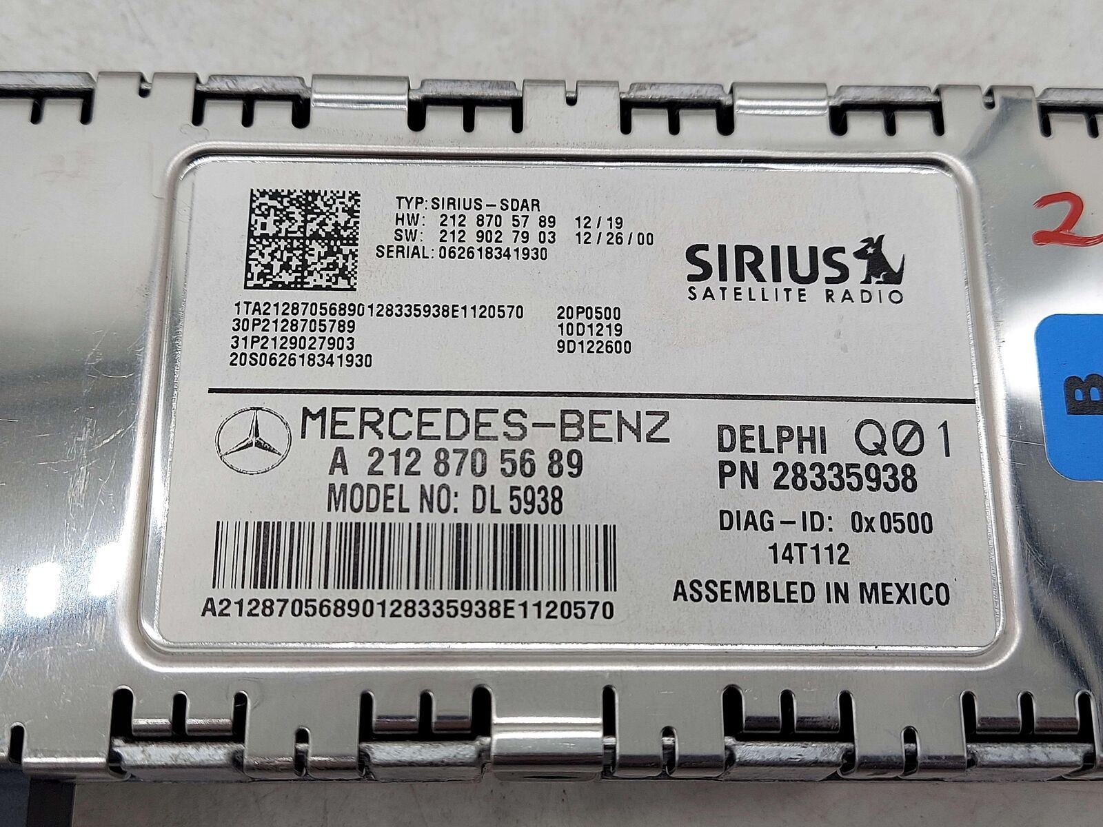 13-16 MERCEDES GL350 X166 SATELITE RECEIVER CONTROL MODULE A2128705689