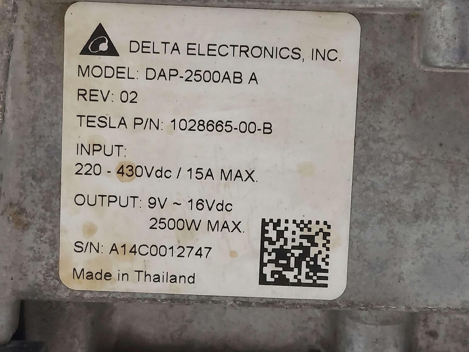 2014 Tesla S Delta High Voltage Converter 2.5Kw 1028665 1028665-00-B 51K KMS