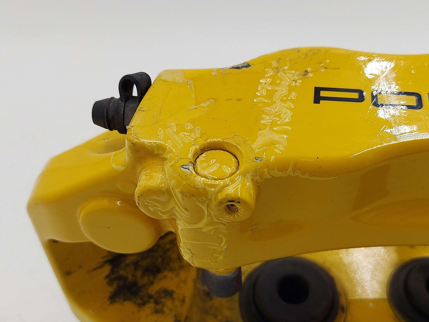 10-13 Porsche 911 997 Turbo S Front LH Left Ceramic Brake Caliper Yellow *Note