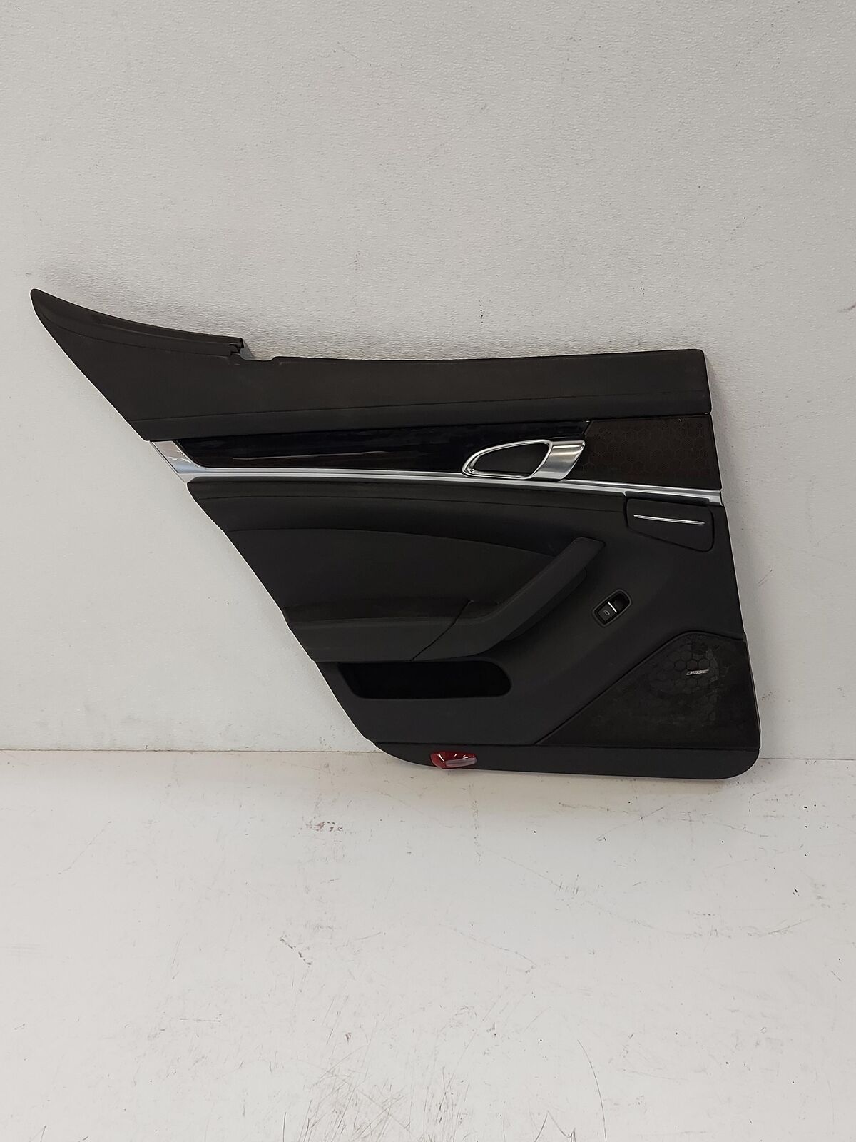 10-13 PORSCHE PANAMERA REAR LH LEFT DOOR TRIM PANEL BLACK LEATHER W/WINDOW BLIND