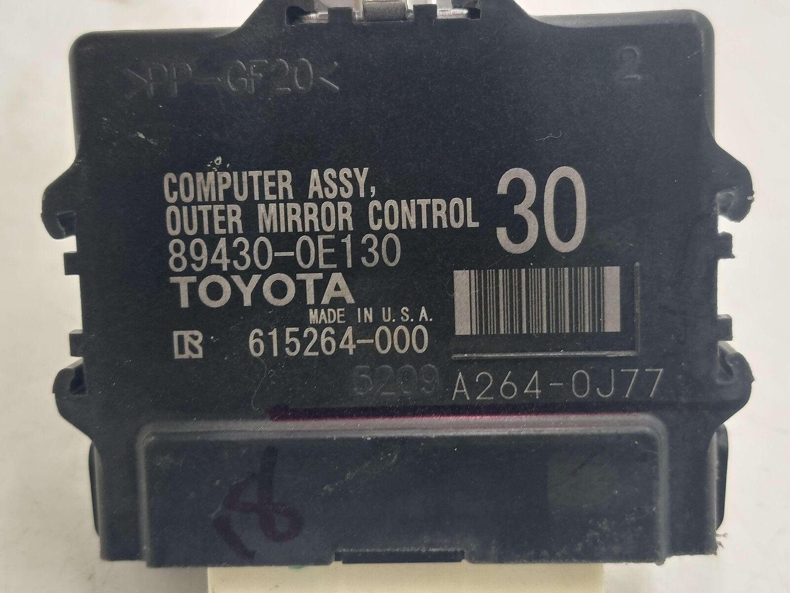 17-19 TOYOTA HIGHLANDER RIGHT MIRROR MEMORY CONTROL MODULE 89430-0E130