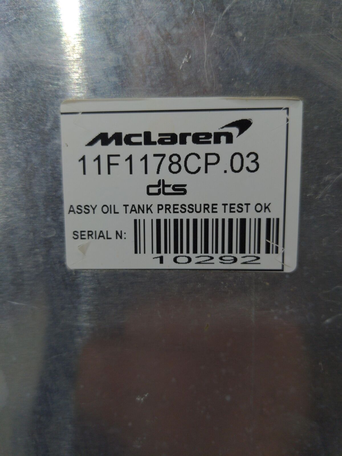 2018 MCLAREN 570S Oil Reservoir Rear 11f1178cp.03 11f1178cp 8k KM's