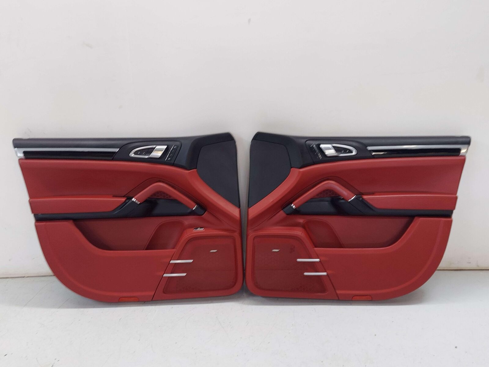 15-18 PORSCHE CAYENNE 958 S FRONT REAR SEAT DOOR TRIM GARNET RED INTERIOR SET