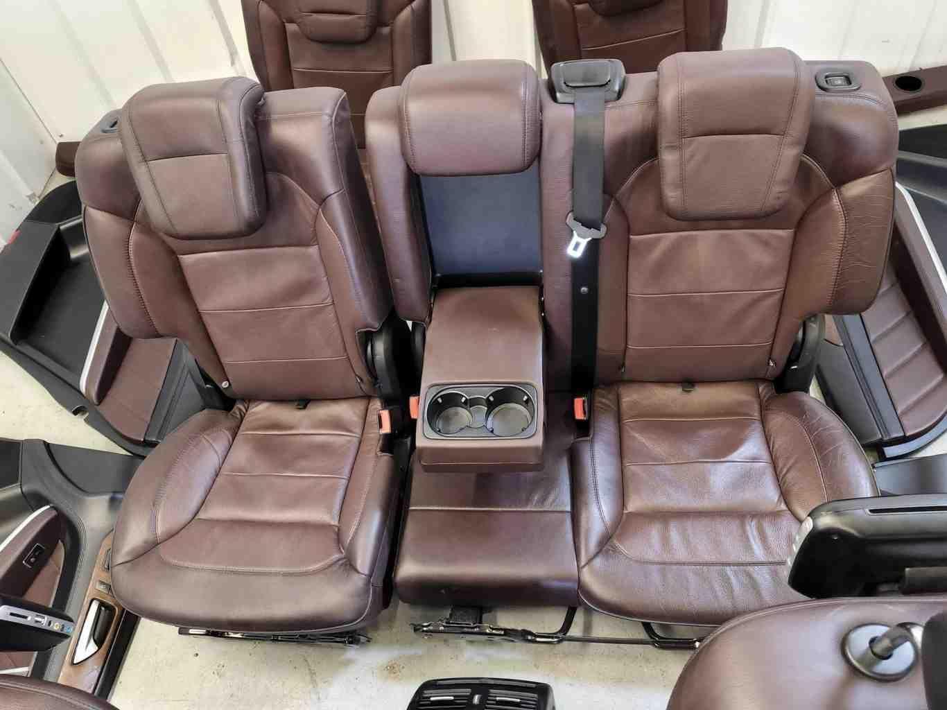 12-16 MERCEDES GL550 X166 BROWN LEATHER INTERIOR SEAT SET DOOR PANELS WOOD TRIM