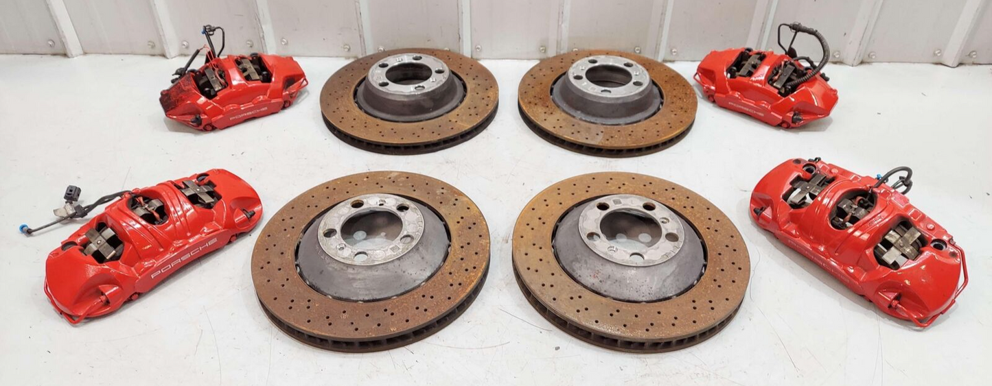 14-16 PORSCHE 911 991 GT3 RED BREMBO BRAKE CALIPER ROTOR DISK SET  *NOTE