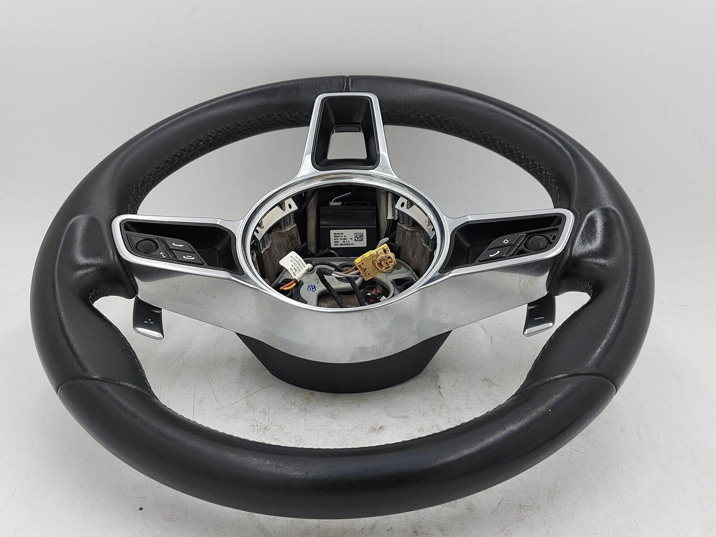 11-16 PORSCHE CAYENNE 958 LEFT STEERING WHEEL  BLACK LEATHER W/ PADDLE SHIFTERS