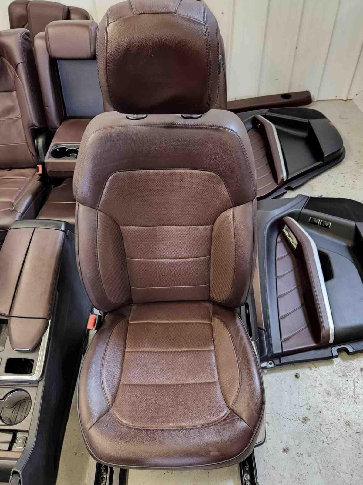 12-16 MERCEDES GL550 X166 BROWN LEATHER INTERIOR SEAT SET DOOR PANELS WOOD TRIM