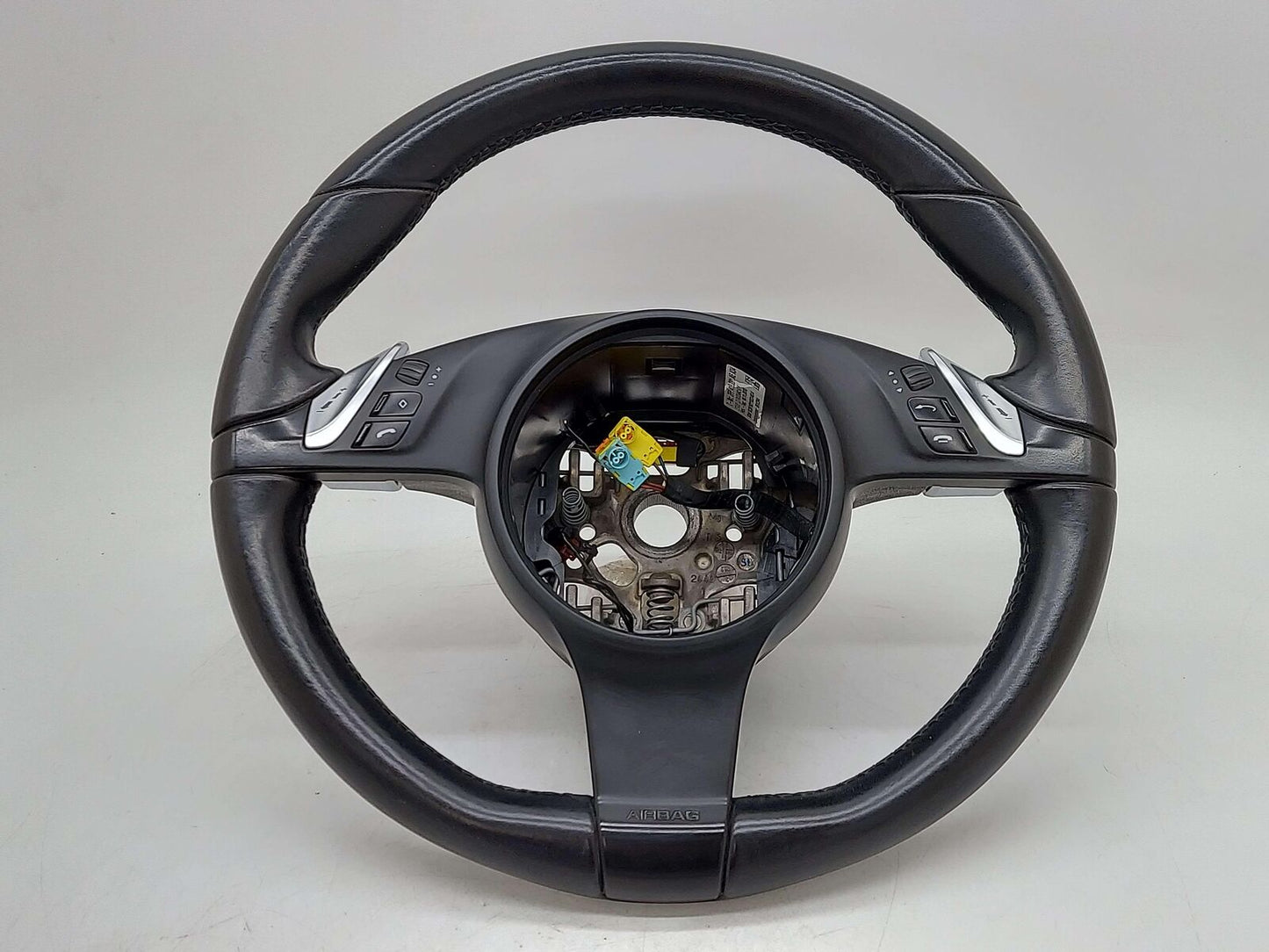 11-16 PORSCHE CAYENNE 958 92A STEERING WHEEL HEATED BLACK LEATHER 7PP419091AE