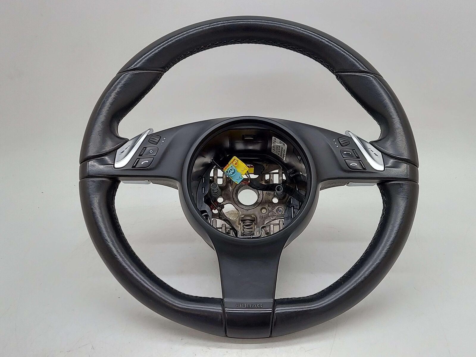 11-16 PORSCHE CAYENNE 958 92A STEERING WHEEL HEATED BLACK LEATHER 7PP419091AE