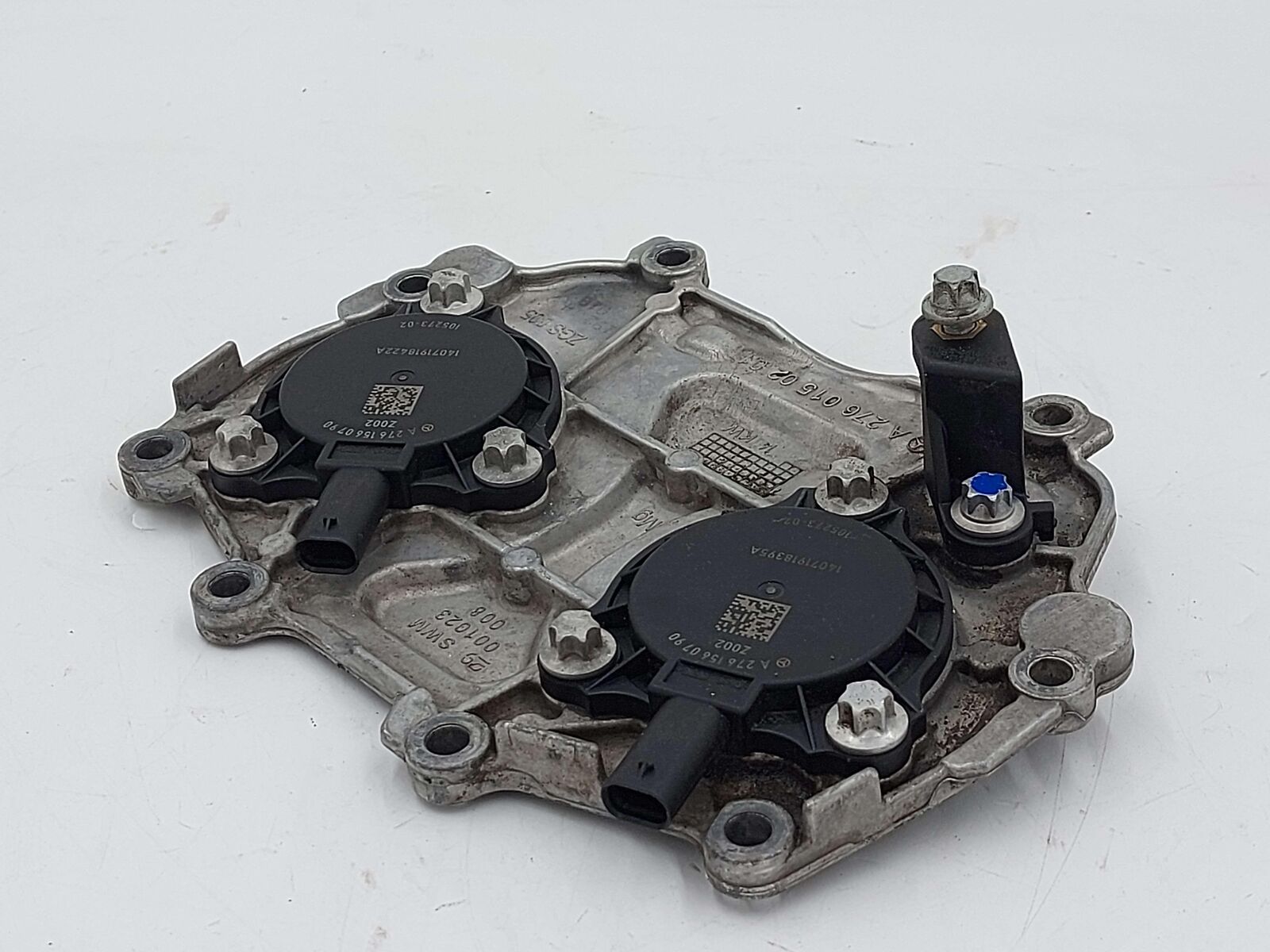 13-16 MERCEDES GL63 AMG X166 LEFT UPPER ENGINE TIMING COVER & SOLENOIDS 5.5L