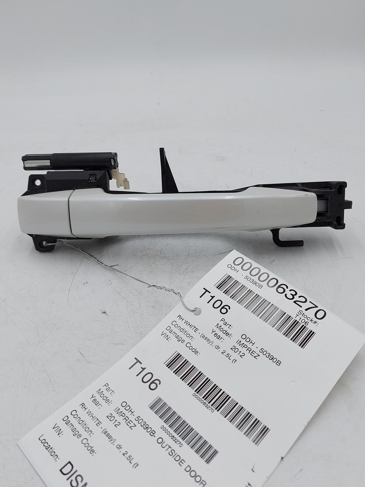 08-14 SUBARU IMPREZA WRX STI Front RH Right Outside Door Handle White