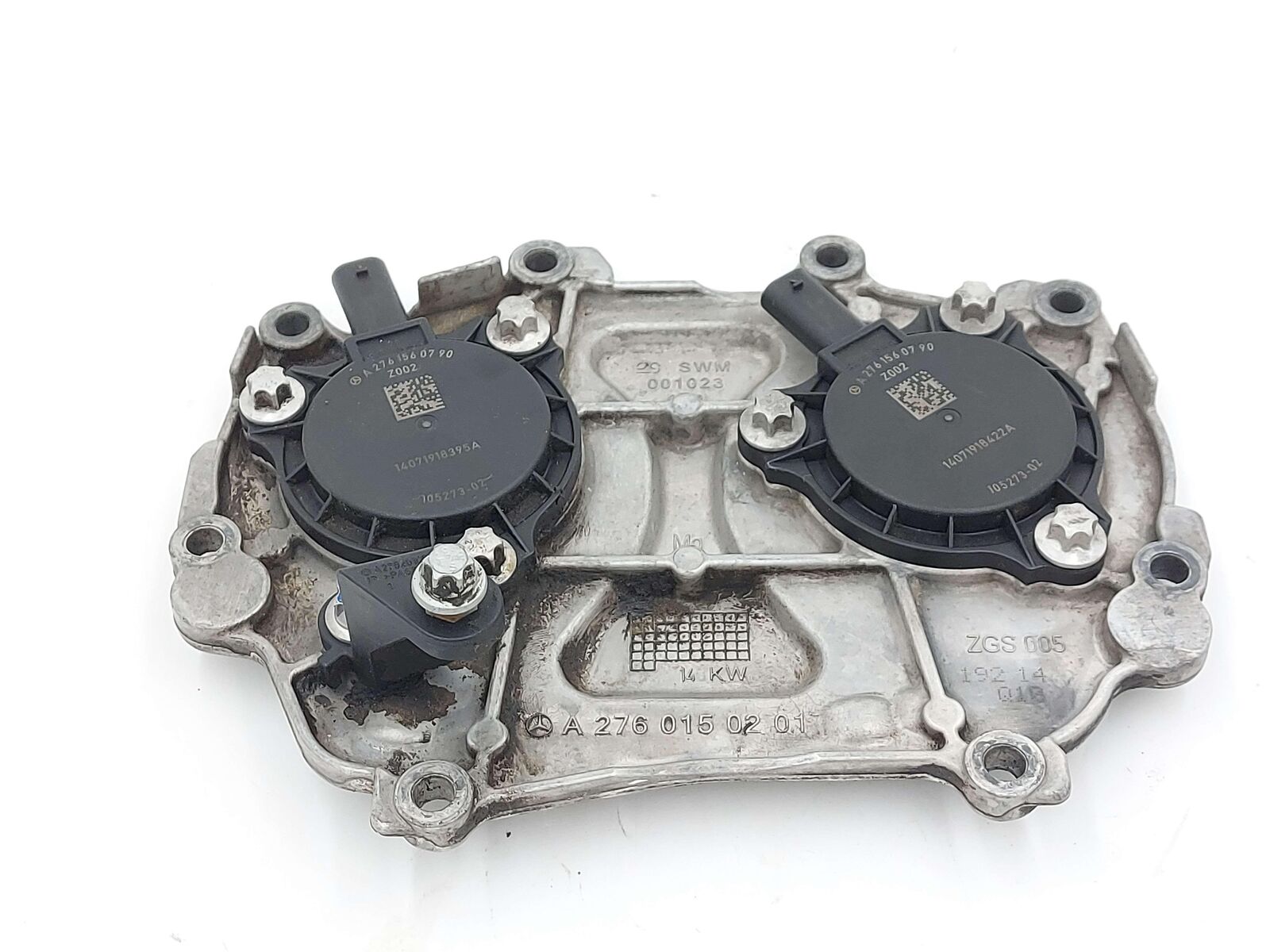 13-16 MERCEDES GL63 AMG X166 LEFT UPPER ENGINE TIMING COVER & SOLENOIDS 5.5L