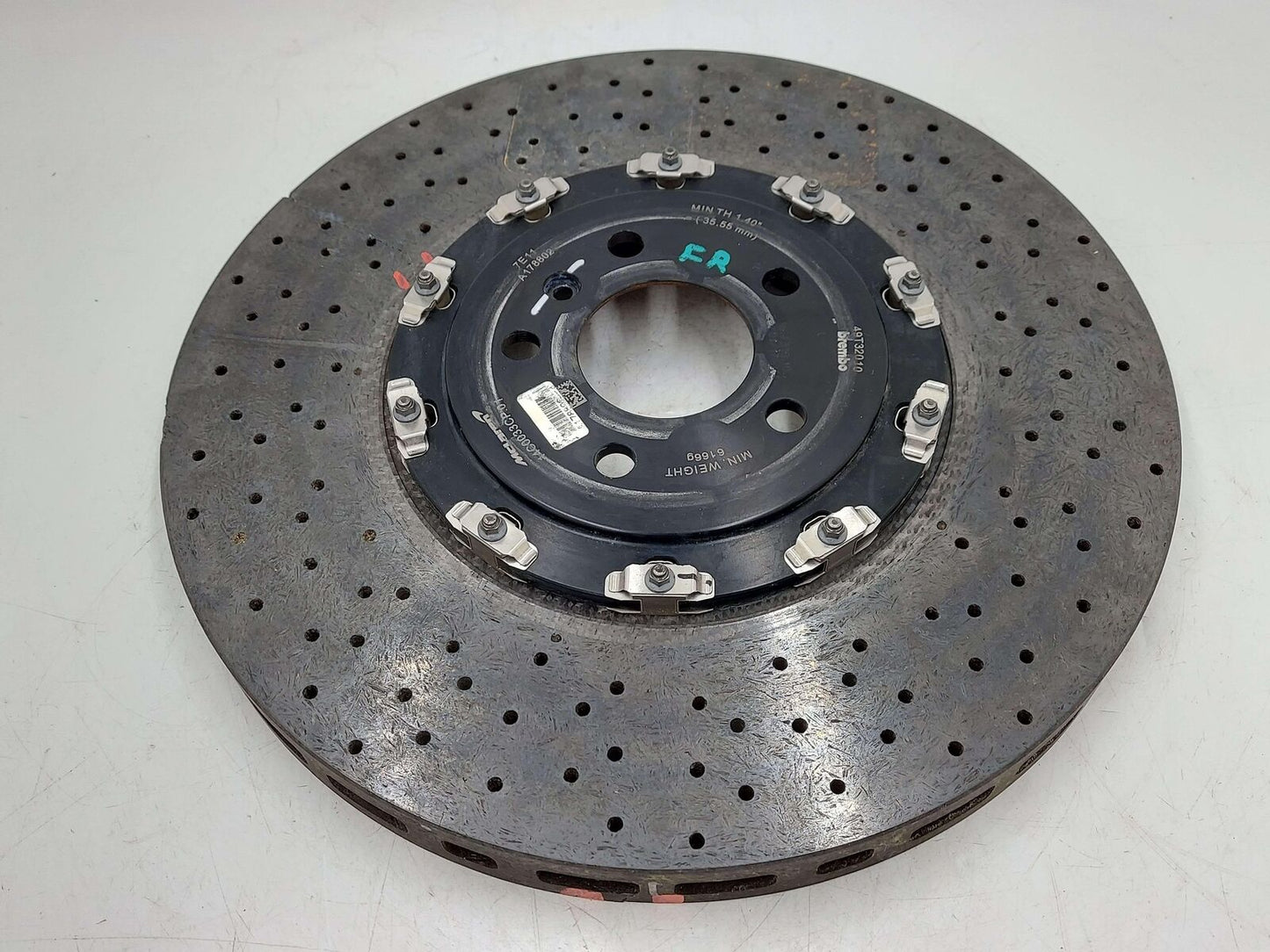 18 Mclaren 720s Front RH Right Brake Rotor 14C0033CP 19K KMS *Crack Parts Only*