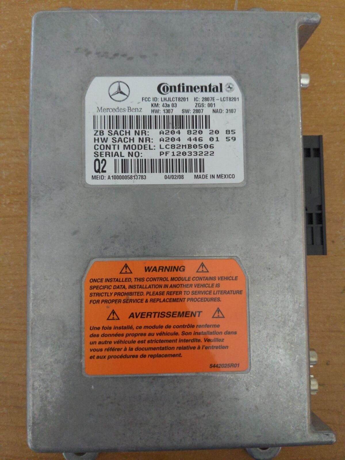 K060 MERCEDES ML SERIES 2008 2048202085 Communication Module