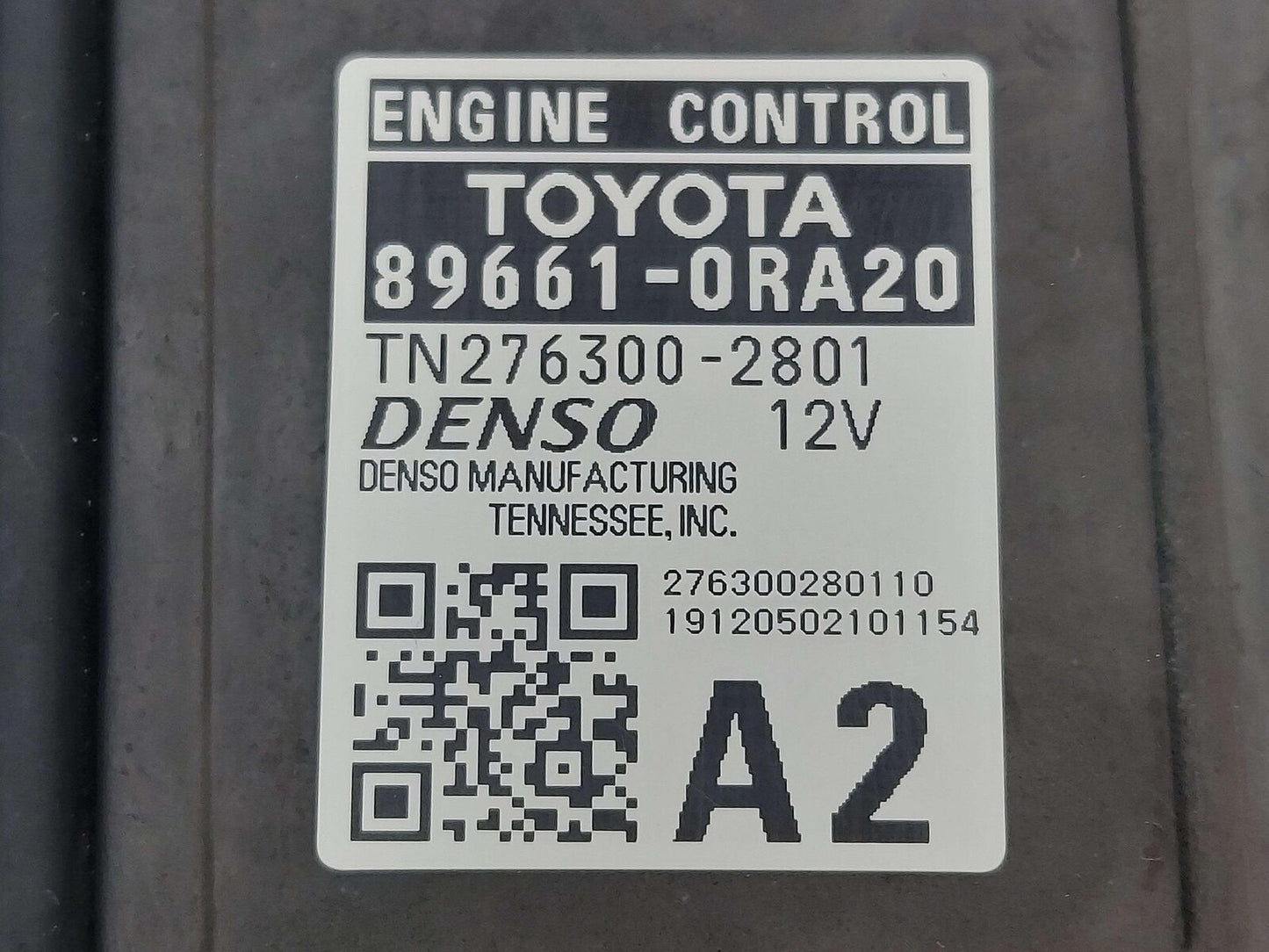 19-20 TOYOTA RAV-4 2.5L ECU ENGINE CONTROL MODULE A25AFKS TN276300 89661-0RA20