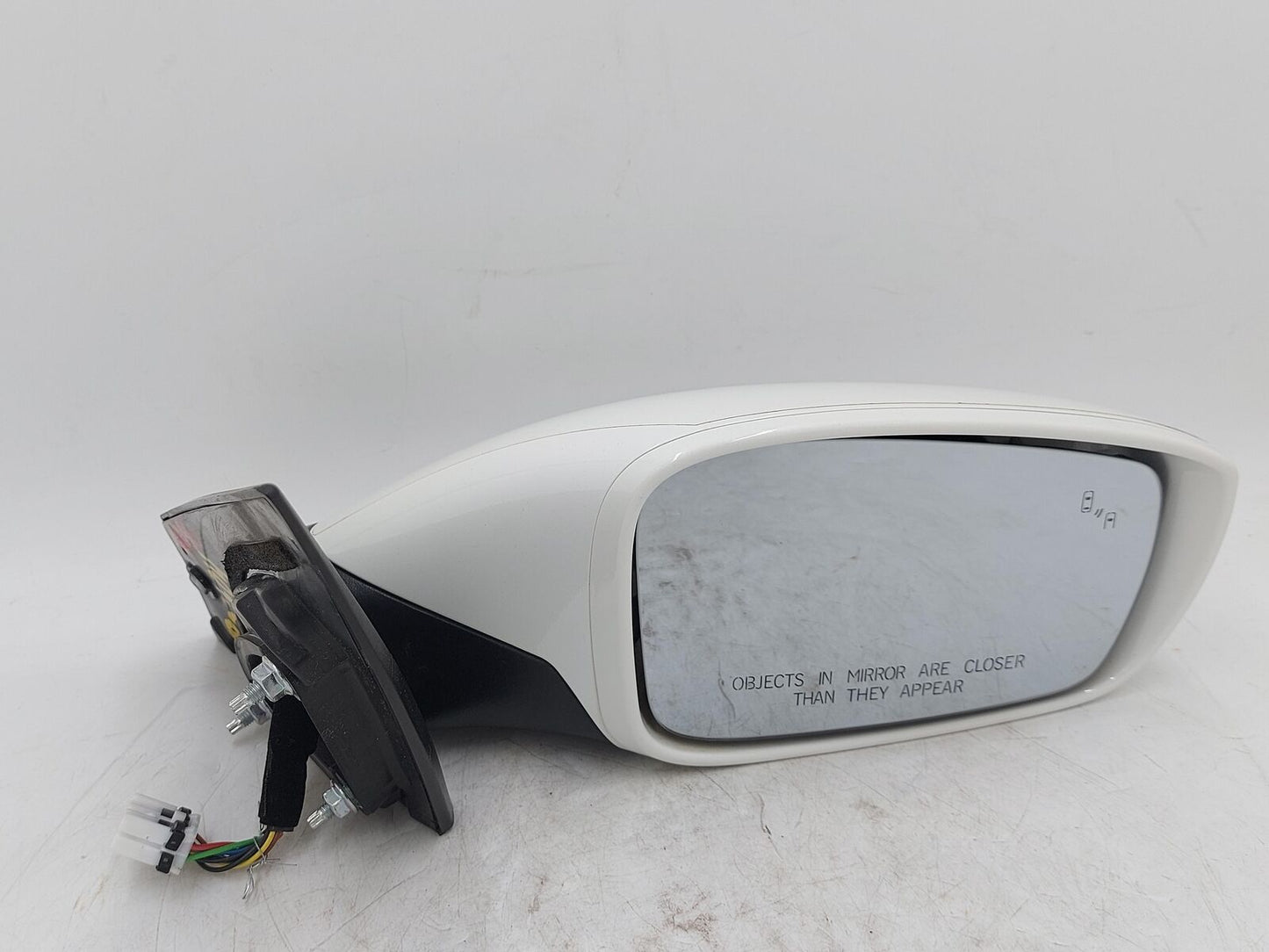 11-15 Hyundai Sonata RH Right Door Mirror White Blind Spot *Cracked 3m Pitted*