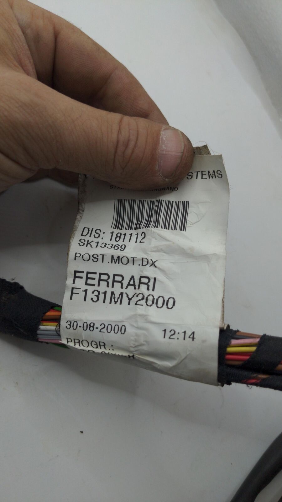 2000 FERRARI 360 MODENA Right Rear Engine area Wiring Harness 181112 F131my2000