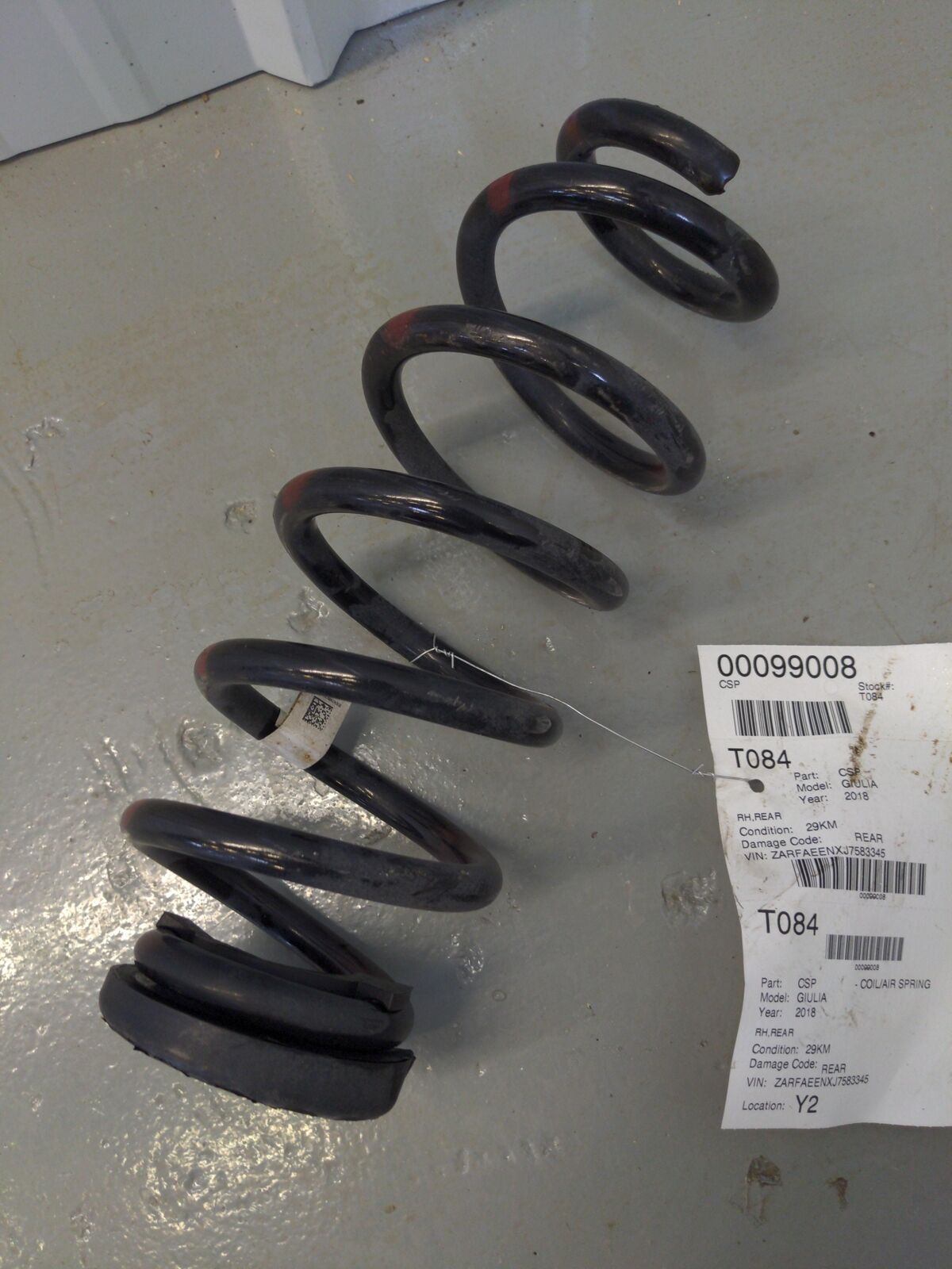 2018 Alfa Romeo Giulia Coil Spring Right Passenger RH Side rear 29K KM's!