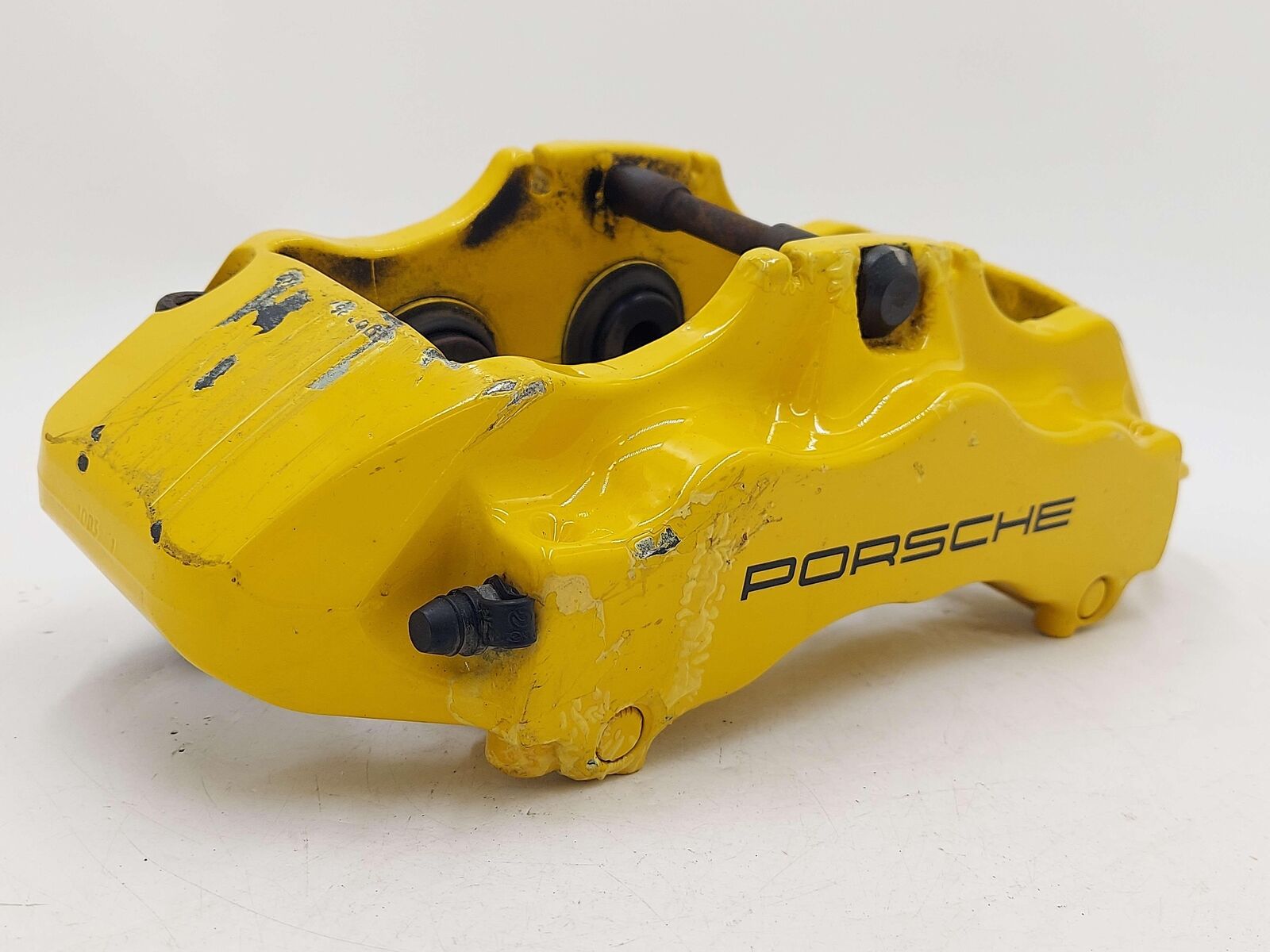 10-13 Porsche 911 997 Turbo S Front LH Left Ceramic Brake Caliper Yellow *Note