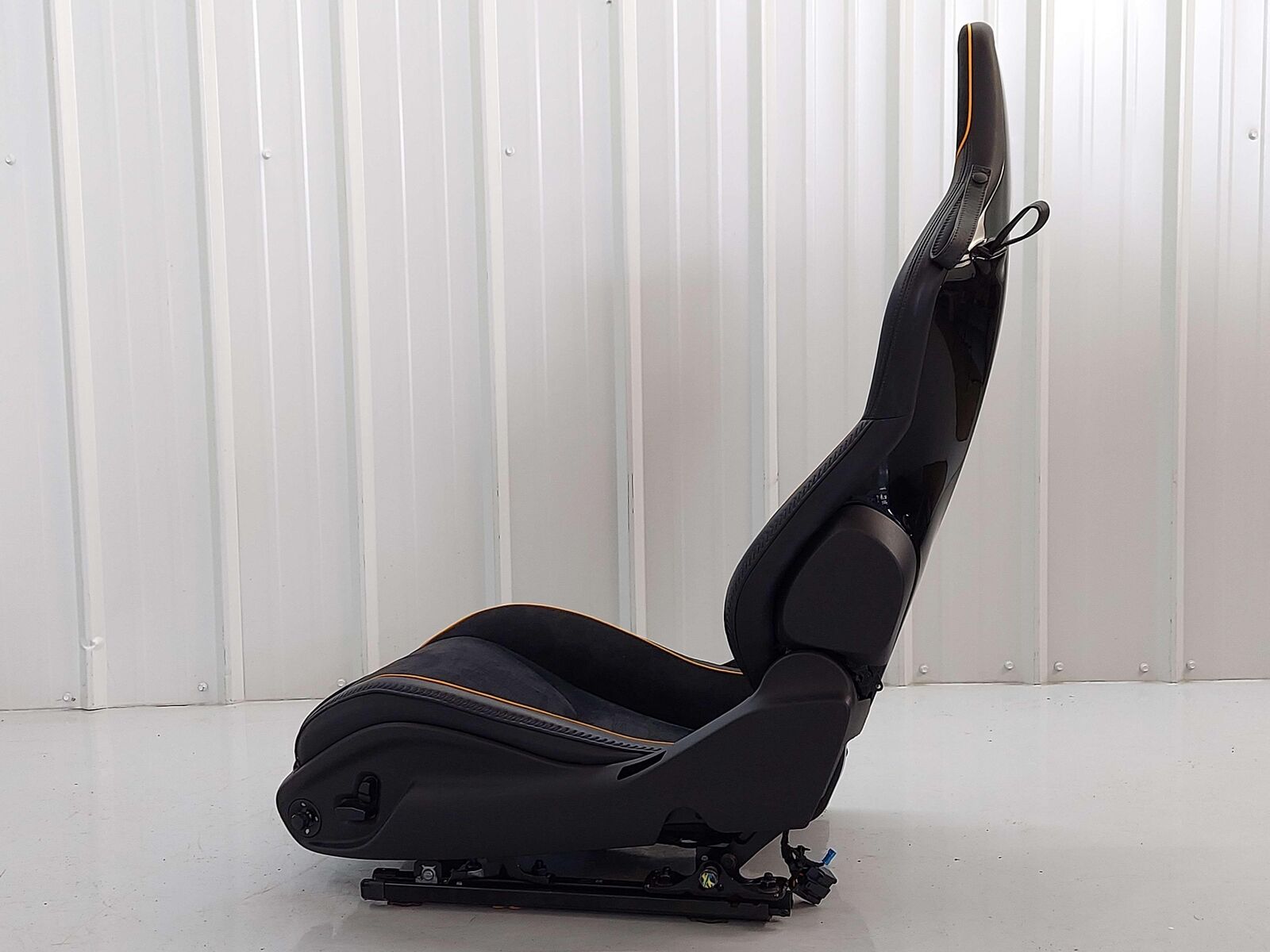 2023 Mclaren Artura Front LH Left Seat Black Alcantara Leather W/ Orange Piping