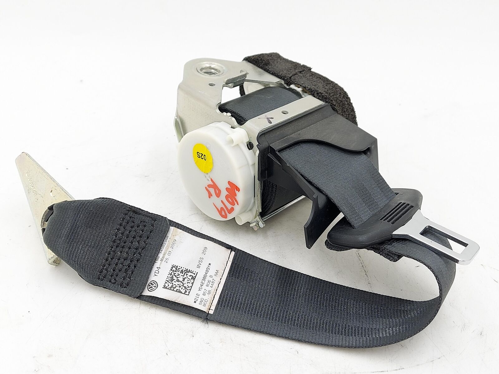 2009 VW Tiguan Rear RH Right Seat Belt Retractor Black (TW) 5N0857806B