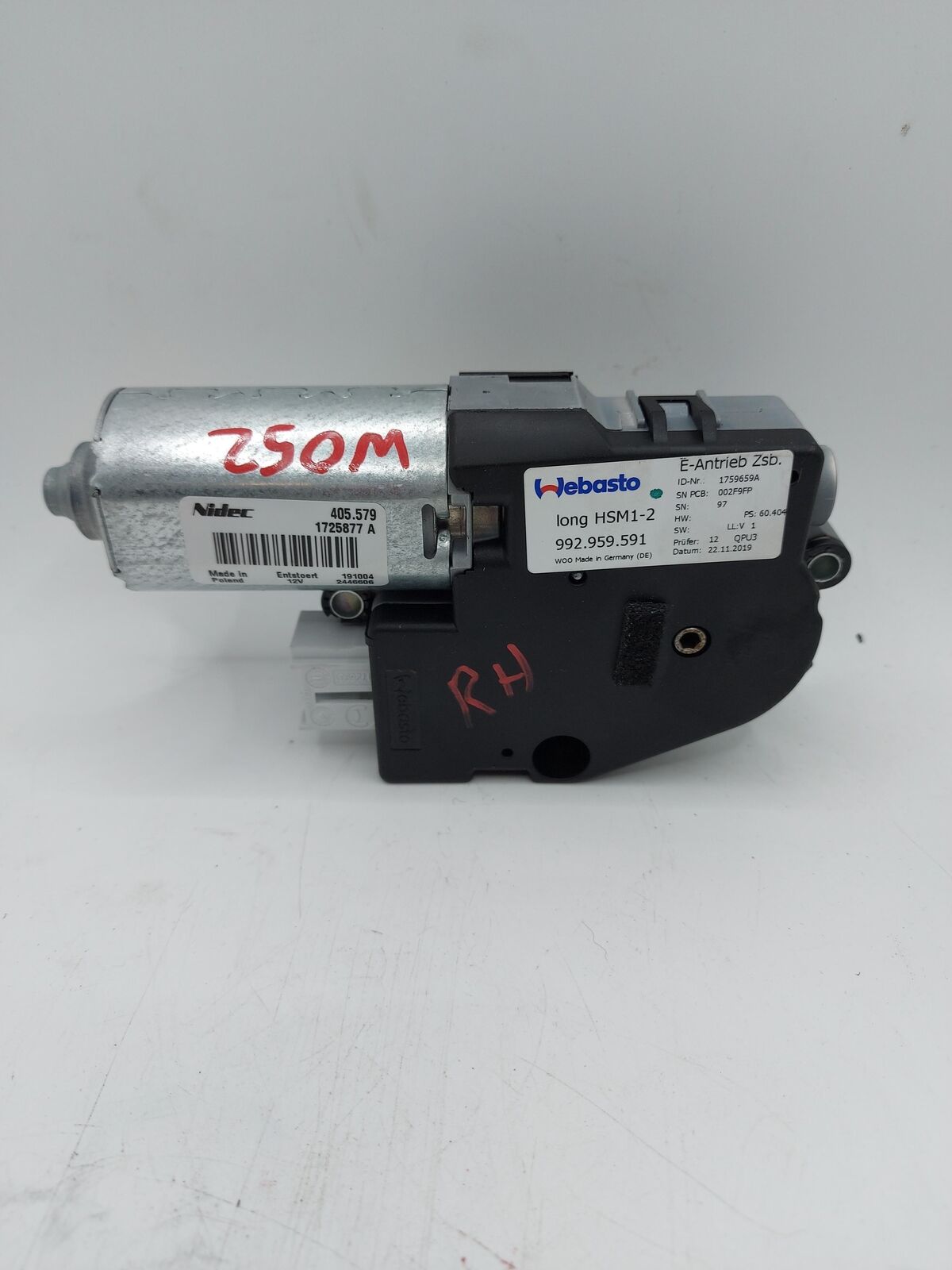 2020 PORSCHE 911 Carrera S 992 RH RIGHT Sun Roof Motor 992959591