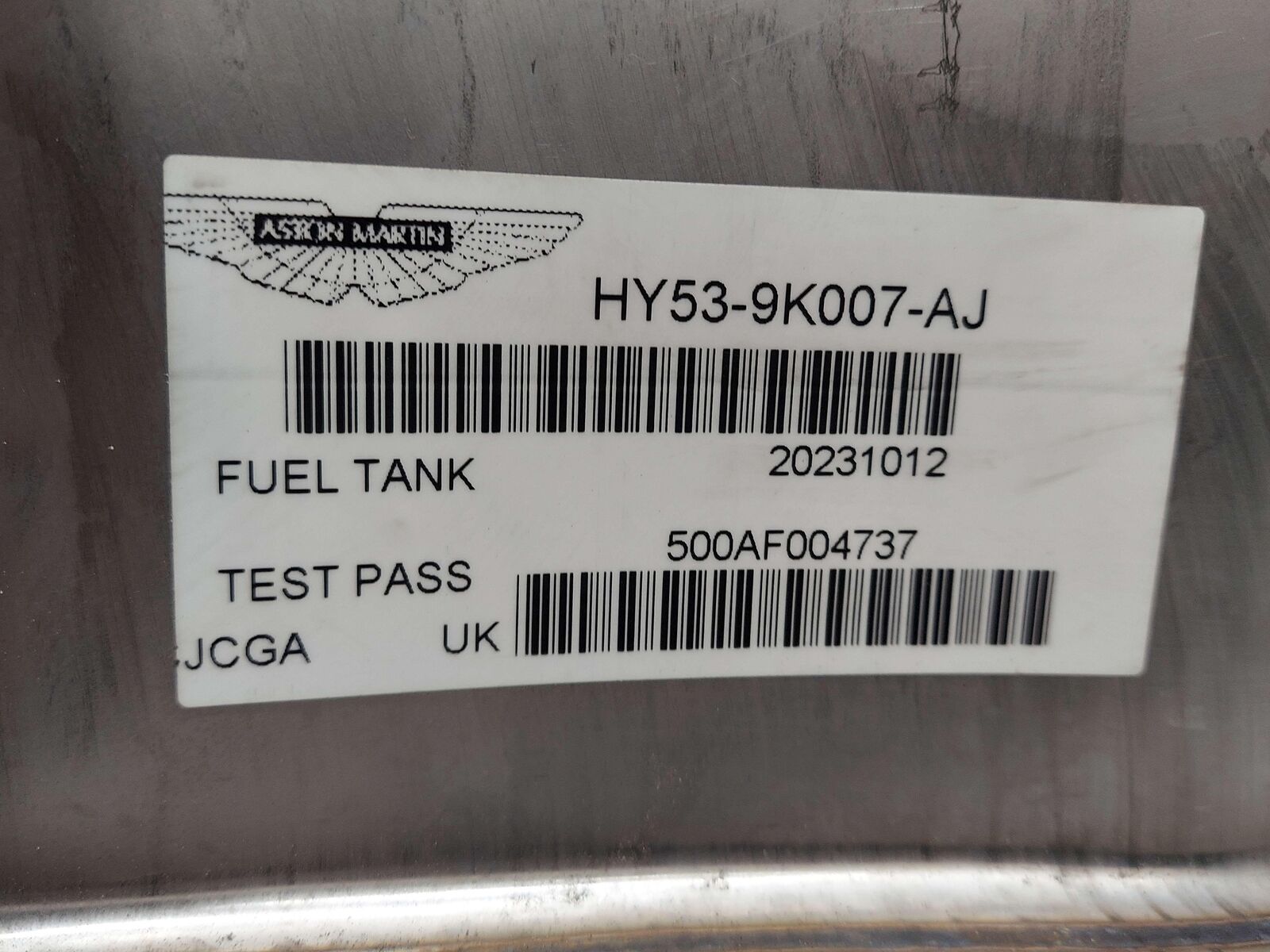 2024 ASTON MARTIN DB12 VOLANTE FUEL TANK HY53-9K007-AJ JY53-9J280-AB